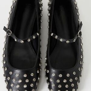JustFab Ellidy Black Flats with Silver Studs